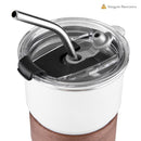 Copo de Café com Canudo em Inox Hermético 250ml Prata
