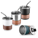 Copo de Café com Canudo em Inox Hermético 250ml Prata