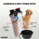 Garrafa Dupla Porta Ração e Água Pets com Pote Retrátil Preta